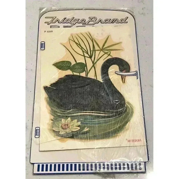 Vintage Decal Decorative Transfers Black Swans‎ Pretty NOS - Picture 1 of 4